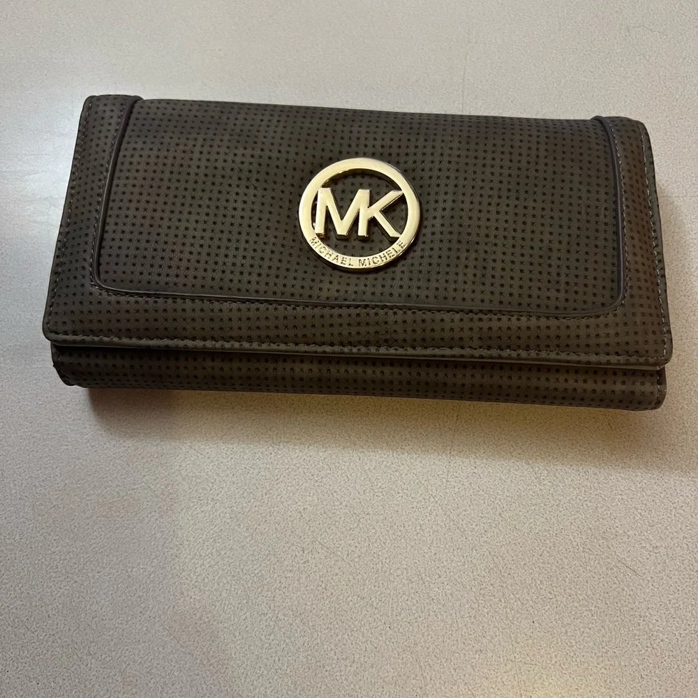 Michael Kors Dark Brown Perforated Wallet - Picture 1 of 4